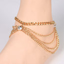 Simple Crystal Gold Multilayer Anklet Ankle Chain Bracelet Summer Accessory