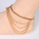 Simple Crystal Gold Multilayer Anklet Ankle Chain Bracelet Summer Accessory
