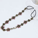 Lady Fashion Metal Chain Jewelry Antique Brass Flower Elastic Hair Headband