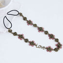 Lady Fashion Metal Chain Jewelry Antique Brass Flower Elastic Hair Headband