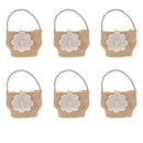 Pack of 6pcs Vintage White Flower Burlap Hessian Sweets Candy Bags Party Favors