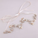 Wedding Bridal Diamante Rhinestone Flower Leaf Headband Handmade Headpiece