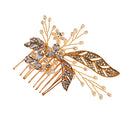 Bridal Jewelry Wedding Flower Crystal Rhinestone Pearl Hair Comb Clip Gold