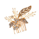 Bridal Jewelry Wedding Flower Crystal Rhinestone Pearl Hair Comb Clip Gold