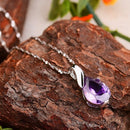 Fashion Large Purple Crystal Amethyst Pendant Tear of Angel Necklace Jewelry