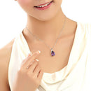Fashion Large Purple Crystal Amethyst Pendant Tear of Angel Necklace Jewelry