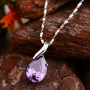 Fashion Large Purple Crystal Amethyst Pendant Tear of Angel Necklace Jewelry