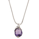 Fashion Large Purple Crystal Amethyst Pendant Tear of Angel Necklace Jewelry