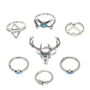 7Pcs Boho Womens Fashion Antlers Finger Ring Set Party Christmas Jewelry