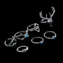 7Pcs Boho Womens Fashion Antlers Finger Ring Set Party Christmas Jewelry