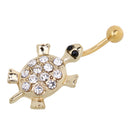Gold Tortoise Belly Button Ring Navel Bar Body Piercing Jewelry