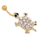 Gold Tortoise Belly Button Ring Navel Bar Body Piercing Jewelry