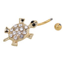 Gold Tortoise Belly Button Ring Navel Bar Body Piercing Jewelry