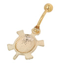 Gold Tortoise Belly Button Ring Navel Bar Body Piercing Jewelry