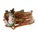 Christmas Retro Style Santa Claus Pattern Braid Leather Butterfly Bracelets Bangle Xmas Jewelry Gifts