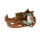 Christmas Retro Style Santa Claus Pattern Braid Leather Butterfly Bracelets Bangle Xmas Jewelry Gifts