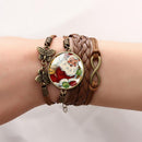 Christmas Retro Style Santa Claus Pattern Braid Leather Butterfly Bracelets Bangle Xmas Jewelry Gifts