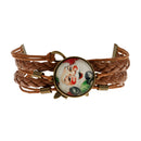 Christmas Vintage Style Santa Claus Braid Leather Butterfly Bracelet