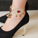 Women Fashion Lace Crystal Flower Bracelet Bells Tassel Charm Beads Anklet