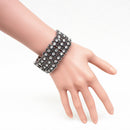 Vintage Crystal Rhinestone Tibetan Silver Wide Stretch Bracelet Bangle