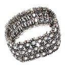 Vintage Crystal Rhinestone Tibetan Silver Wide Stretch Bracelet Bangle
