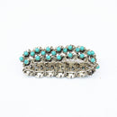 Retro Tibetan Silver Turquoise Bead Stretch Bracelet Bangle Ethnic Jewelry