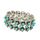 Retro Tibetan Silver Turquoise Bead Stretch Bracelet Bangle Ethnic Jewelry