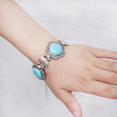 Vintage Retro Ethnic Sunflower Exquisite Turquoise Bangle Bracelet Chain