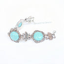 Vintage Retro Ethnic Sunflower Exquisite Turquoise Bangle Bracelet Chain
