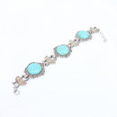 Vintage Retro Ethnic Sunflower Exquisite Turquoise Bangle Bracelet Chain