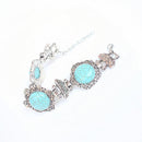 Vintage Retro Ethnic Sunflower Exquisite Turquoise Bangle Bracelet Chain