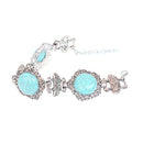 Vintage Retro Ethnic Sunflower Exquisite Turquoise Bangle Bracelet Chain