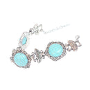 Vintage Retro Ethnic Sunflower Exquisite Turquoise Bangle Bracelet Chain