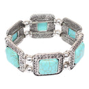 Tibetan Silver Bohemian Vintage Turquoise Bangle Bracelet Stretch Gypsy Jewelry