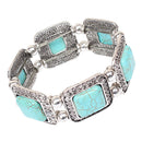 Tibetan Silver Bohemian Vintage Turquoise Bangle Bracelet Stretch Gypsy Jewelry