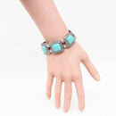 Tibetan Silver Bohemian Vintage Turquoise Bangle Bracelet Stretch Gypsy Jewelry