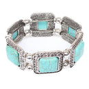 Tibetan Silver Bohemian Vintage Turquoise Bangle Bracelet Stretch Gypsy Jewelry