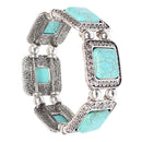 Tibetan Silver Bohemian Vintage Turquoise Bangle Bracelet Stretch Gypsy Jewelry