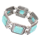 Tibetan Silver Bohemian Vintage Turquoise Bangle Bracelet Stretch Gypsy Jewelry