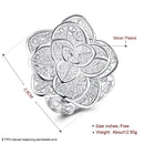Silver Plated Hollow Rose Flower Vintage Rings Jewelry Women's Ring Size 8
