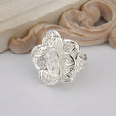 Silver Plated Hollow Rose Flower Vintage Rings Jewelry Women's Ring Size 8