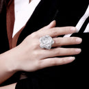 Silver Plated Hollow Rose Flower Vintage Rings Jewelry Women's Ring Size 8