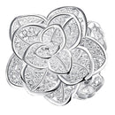 Silver Plated Hollow Rose Flower Vintage Rings Jewelry Women's Ring Size 8