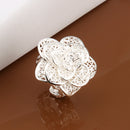 Silver Plated Hollow Rose Flower Vintage Rings Jewelry Women's Ring Size 8