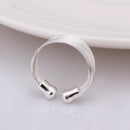Silver Wide Multi-line Open Adjustable Stainless Steel Ring for Women Girl