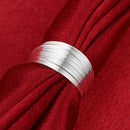 Silver Wide Multi-line Open Adjustable Stainless Steel Ring for Women Girl