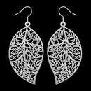Fashion Silver Plated Filigree Leaf Long Drop Dangle Earring Jewelry