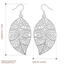 Fashion Silver Plated Filigree Leaf Long Drop Dangle Earring Jewelry