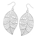 Fashion Silver Plated Filigree Leaf Long Drop Dangle Earring Jewelry
