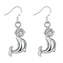 Cute Silver Womens Dolphin Animal Design Dangle Drop Hook Earrings Eardrop Jewelry Gift